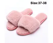 Women Fuzzy House Slippers Summer Open Toe Furry Slippers Fluffy Memory Foam Slippers for Women - Pink