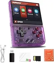 Whatsko Miyoo Mini Plus Handheld Spielkonsole,Miyoo Mini+ Retro Konsole Portable 64GB mit 7000+ Spielen,Cortex-A7 Linux System 3.5 Zoll IPS Screen 3000mAh Pocket Handheld Game Spielkonsole(Lila)