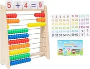 koolsoo Wooden Abacus for Kids Math Game Teaching Aids Hand Eye Coordination Wooden Frame Abacus Counting Rack for Age 3+ Years Old