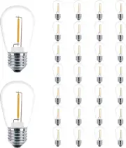 30 Pack S14 Edison Light Bulbs, Shatterproof LED Bulbs for String Lights, Patio