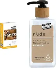 Four Seasons Naked Closer Condoms, Pack of 12 and Water Based Lubricant (200ml) Bundle