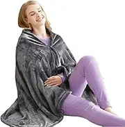 Electric Shawl Blanket can be Powered by Charging Treasure. 3-Speed Temperature Regulation Large Size (121-150cm) Gray with Zipper to Send USB Power Plug Office nap Blanket Travel Warm Blanket.