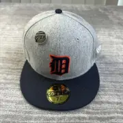 Detroit Tigers Hat Cap Mens Fitted 7 5/8 New Era 70th Anniversary Pin Wool