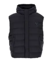 Technical fabric down hoodie vest S,XL,L,M navy blue
