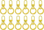 uxcell 12 Pcs Lobster Claw Clasp, Colorful Metal Keychain Clasp Swivel Hooks with Spring Key Rings Trigger Clips for Bag Door Key Chains DIY Craft Jewelry Making, Yellow