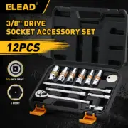 ELEAD 12Pc Spark Plug Socket Set 3/8" Drive Ratchet Handle Joint Extension Bar
