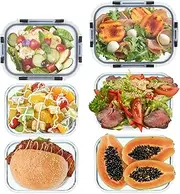 GULFLIN 6 Pack Glass Meal Prep Containers, Food Storage Containers, Airtight Bento Boxes with Leak Proof Lids, Freezer to Microwave Safe