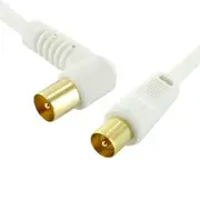Right Angle Plug White TV Antenna Cable Flylead Cord Coax Lead PAL Male