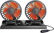 Gupcaqosjw Fan for Car, 2 Speeds Dashboard Double Head Cooler, Double-Head Powerful Auto Fan Low Noise 2 Speeds for Vehicle Dashboard, Back Seat