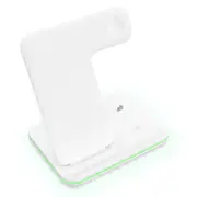 3in1 Breathing Light 15W Qi Fast Charging Wireless Charger Dock for IPhone 11 Watch Xiaomi 9T Mi9 Pro HUAWEI P30Pro Samsung S10+ WHITE COLOR