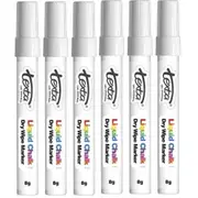 Texta Liquid Chalk Marker Dry Wipe Bullet Tip (White) [Pack 6]