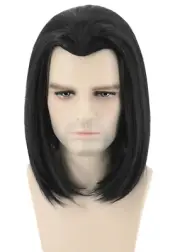 Topcosplay Man Black Straight Cosplay Wig costume movie stage actor costume hair
