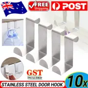 10x Stainless Steel Over the Door Hooks Kitchen Towel Holder Clothes Bag Hanger