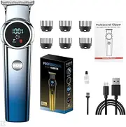 Blue,Professional Cordless Hair Clippers for Men - High Torque Brushless Motor, Mens Rechargeable Barber Clipper with 6 Limiting Combs, for Salon & Home Use