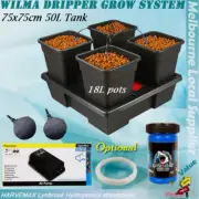 Wilma 4x18L Pots Dripper System 75x75cm 50L Water Tank 150g Great White Powder