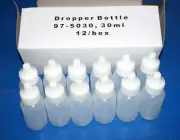 CASE of 12: LDPE Squeezable Plastic Dropper Bottles 1-oz (30 mL) w/ White Cap