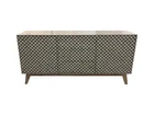 Bone Inlay Scandinavian Black Solid Wood Sideboard Geometric Pattern 168x39x81cm