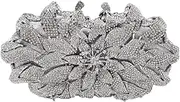 [Boutique De FGG] Elegant Flower Clutch Evening Bags for Women Wedding Party Crystal Purse and Handbags