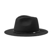 Brixton "Wesley" SU22 Fedora Hat (Black) Wide Brim Wool Felt Leather Band Cap