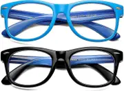 2 Pack Kids Blue Light Blocking Glasses Boys Girls, Anti Eye Strain & Headache, Unbreakable Frame, Age 3-12