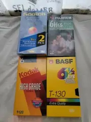 Lot Of 5 Brand New Blank VHS Video Cassette Tapes Kodak Fujifilm Basf Scotch
