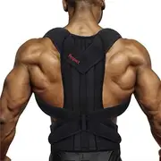 Posture Corrector for Back Support, Adjustable Shoulder Brace (Black Red)