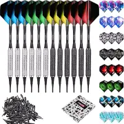 16G Soft Tip Darts with Extra Flights and Plastic Points for Beginners