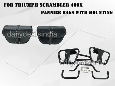 Fit For Triumph Scrambler 400X PANNIER BAGS WITH MOUNTING BLACK