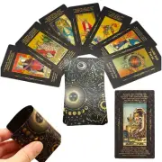 Beginner Tarot Deck With Meaning Keywords | Black Premium Gold Foil Tarot Cards