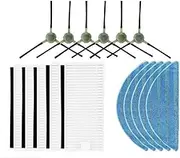 YUYUEMI 16 Pack Replacement Parts Kits for Lefant M201/T700/M500/501 Robot Vacuum Cleaner,6 Side Brushes+5 HEPA Filters+5 Mop Pads Cleaner Spare Accessories, As Pictures Show