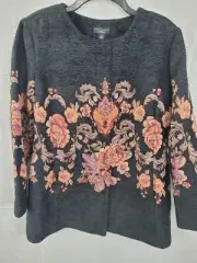 Susan Graver Artisans Embellished Beaded Tapestry Snap Front Jacket NWT Size 12