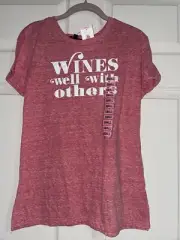 Wines Well with Others Modern Canvas Women's Heather Red T Shirt