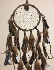 large dream catcher Mother Earth Colours Natural Wooden Beads Real Leather