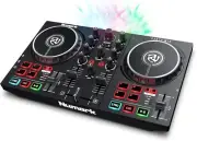 Compact DJ Controller Set with LED Lights, 2 Decks & Streaming Compatibility