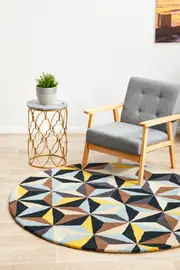 Rug Culture Small Blue Handmade High Quality Wool Geometric Round Rug