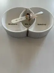 Mud Pie New Ceramic Condiment Bowl Serving Set With Spreader
