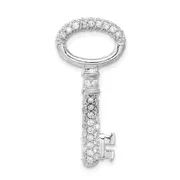 Sterling Silver Polished Cz Key Pendant