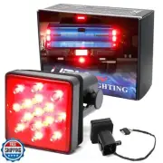 iJDMTOY Red Lens 15-LED Tow Hitch Receiver Brake Tail Light w/Strobe Feature
