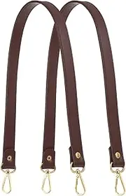 [uxcell] Leather Purse Strap Replacement PU Short Bag Handles with Gold Lobster Buckles, 23 Inch Length Fit for Handbags Shoulder Bag Accessories - Rectangle (2 Pack, Coffee)