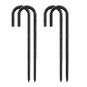 12 Inch Rebar Stakes, 4 Pack J Hook Heavy Duty Ground Stakes for Canopy Tent ...