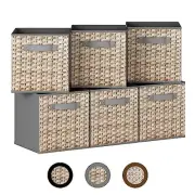 6 Pack Fabric Storage Cubes. 13 Inch Cube Storage Bins with Handle, Foldable
