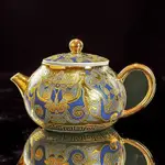 鎏金壺 手工摩訶婆羅多手工茶壺 鎏金真金饕鬄單泡茶壺茶具