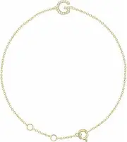 [JewelryWeb] 14k Yellow Gold G Polished .05 Dwt Diamond 6 18 Centimeters Letter Name Personalized Monogram Initial Bracelet Link-Bracelet for Women