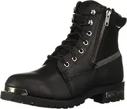 Ad Tec Men's Double Side Zipper, Reflective Riding Boot Full Grain Black Leather