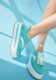 [dELiA*s by Dolls Kill] Aqua Cosmic Kick Skater Sneakers
