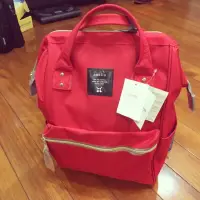 在飛比找蝦皮購物優惠-日本 anello 正版 大容量款 帆布後背包 紅色款 全新