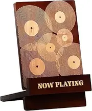 Wood Record Holder, Now Playing Record File Folder Racks Holder, Rack For Albums, Stylish Organizer, Engraved Design, Newspaper Photography Props