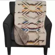 NWT Pendleton WHITE SANDS AZTEC Taupe SHERPA/FLEECE Throw Blanket 50" x 70" SOFT
