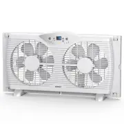 shinic Twin Window Fan with Reversible Airflow, Thermostat Controlled, 3 Spee...