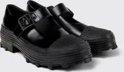 TRAKTORI Black Leather Mary Jane Clogs